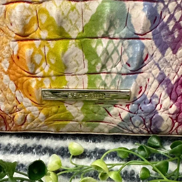 Brahmin Pink and Yellow Textured Crossbody Bag - Picture 2 of 13